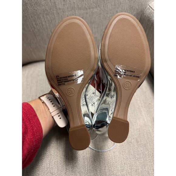 NWT - Ladies A New Day Silver Clear Chessy Wedge Heels - Size 6.5 - Picture 6 of 6
